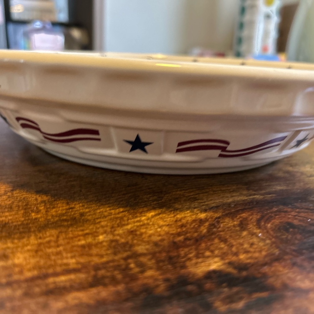Longaberger All-American Blue and Cream Pie Plate🇺🇸Labor Day🇺🇸 - Picture 5 of 10